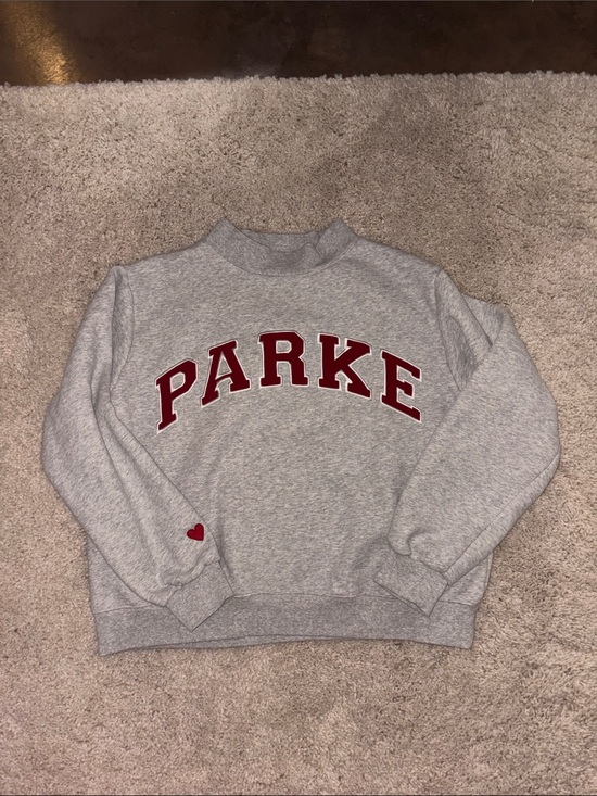 Parke Sweaters - Women's Gray Crewneck Sweatshirt with Red 'PARKE' Logo